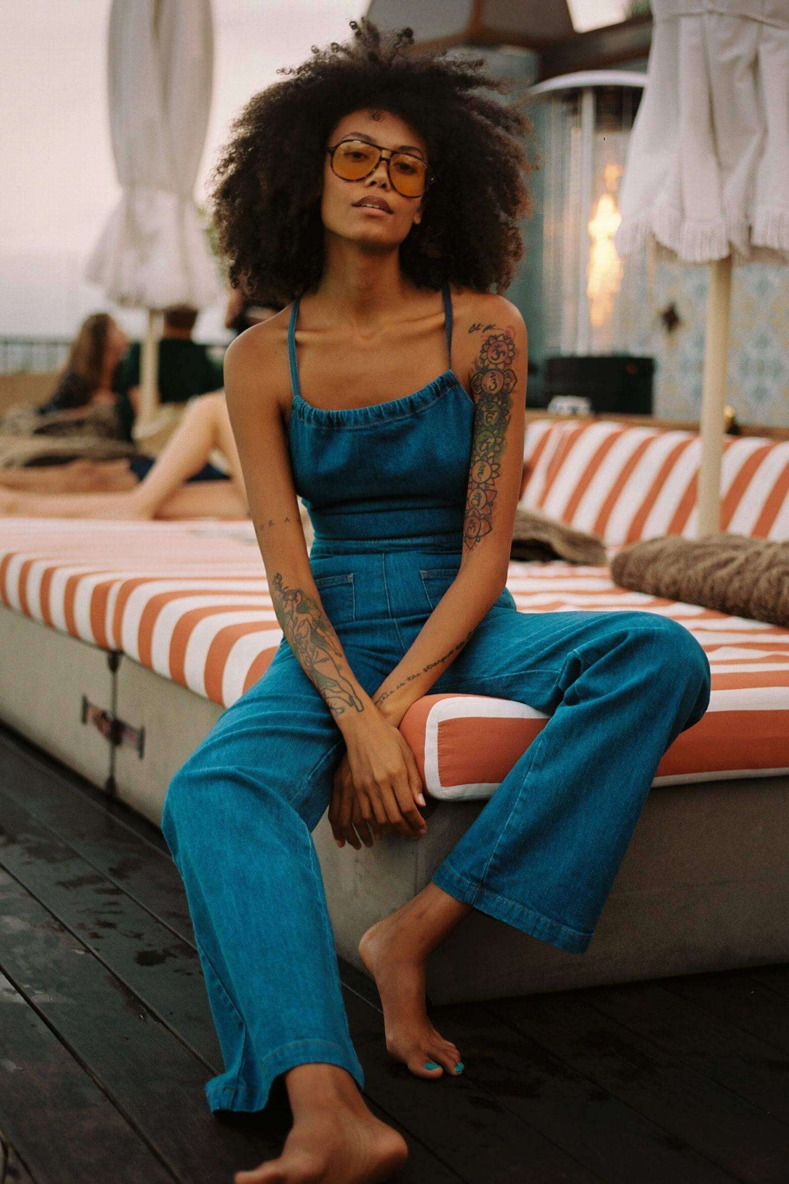 Flared Denim Jumpsuit