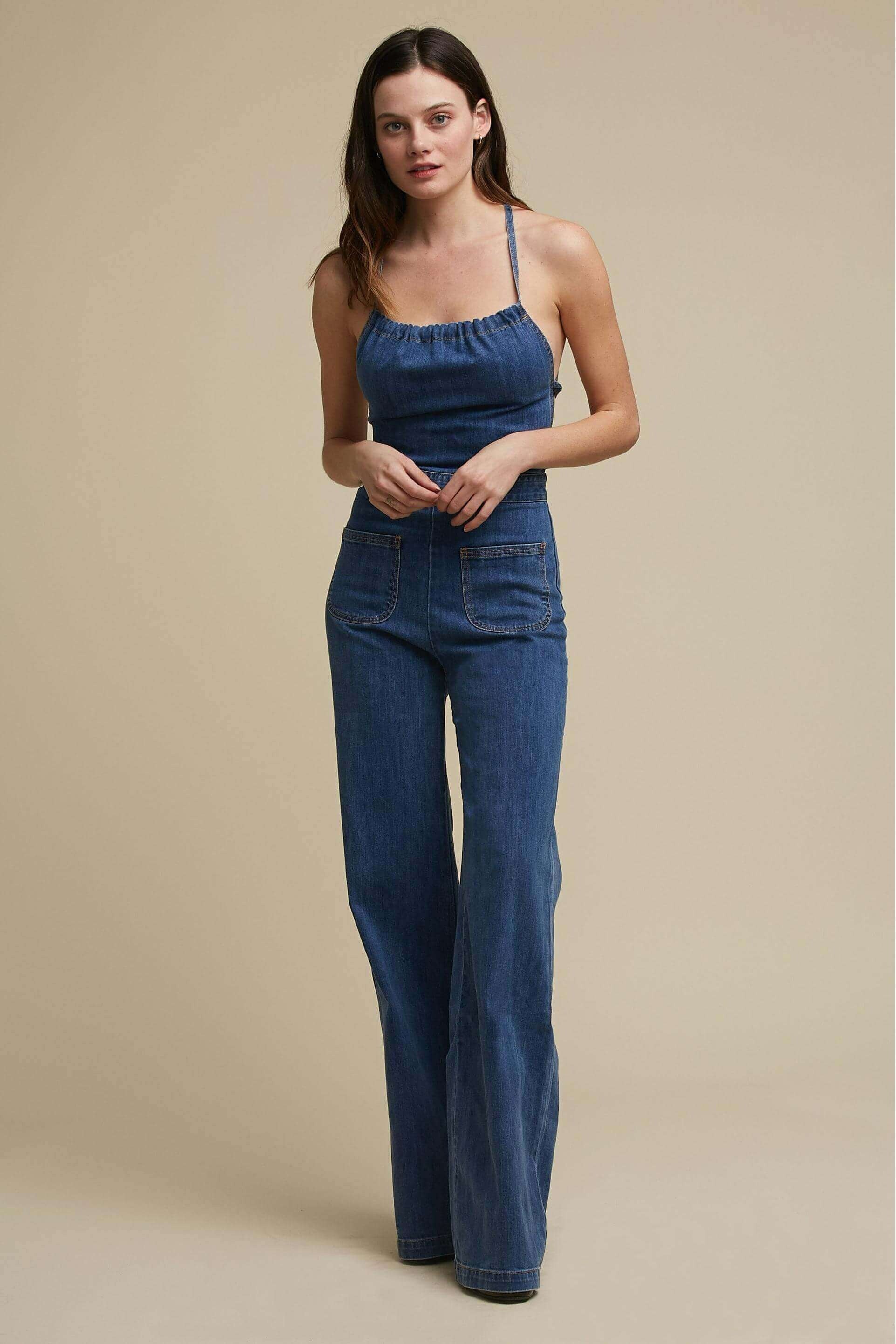 Flared Denim Jumpsuit